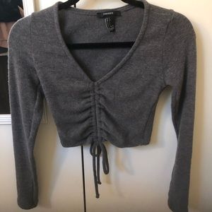 Forever21 Long Sleeve Crop Top in Grey